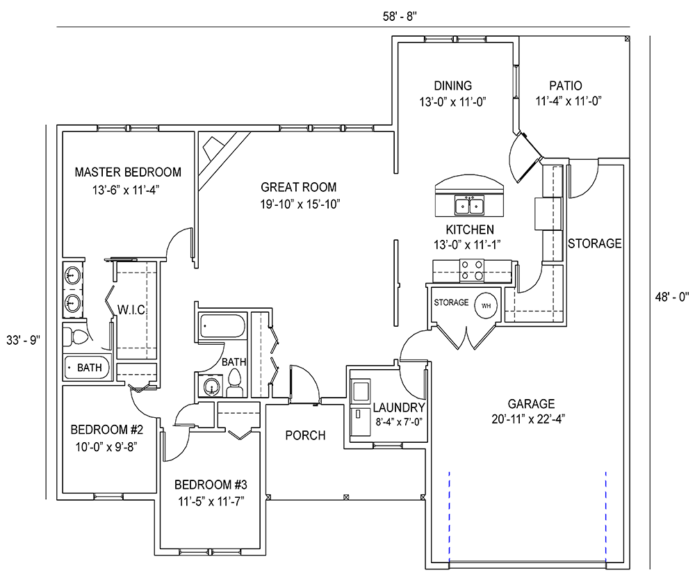 FastFrame Davis 1641 sq ft house plan dimensions