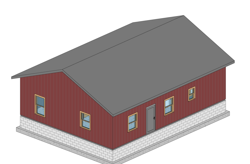 FastFrame Long 30 x 40 barn 3d color front