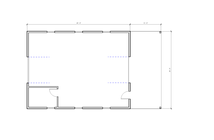 FastFrame steel framing 30 x 40 1 bay Drive Through framing floor plan
