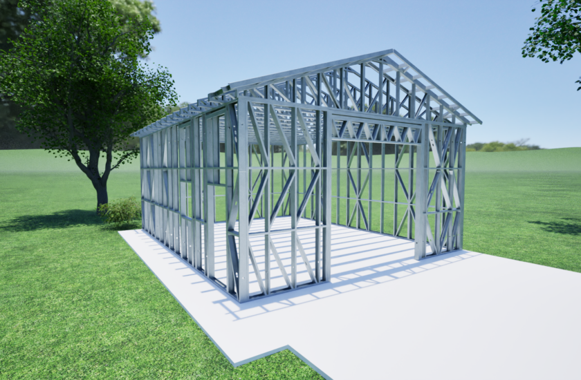 FastFrame 24x30 1 Bay with Side Walk Door Framing 2